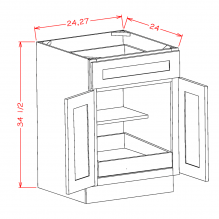 Sage Green 27" Base Cabinet w/ 1 Rollout Shelf