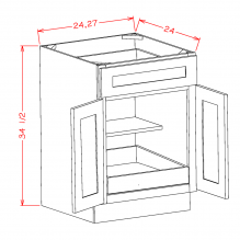 Saddle Brown 27" Base Cabinet w/ 1 Rollout Shelf