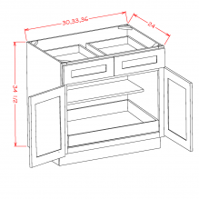 White Slim Shaker 33" Base Cabinet w/ 1 Rollout Shelf