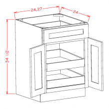 Classic White 27" Base Cabinet w/ 2 Rollout Shelves