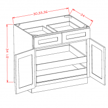 Sage Green 36" Base Cabinet w/ 2 Rollout Shelves