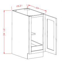 Saddle Brown 21" Full Height Door Base Cabinet w/ 1 Rollout Shelf