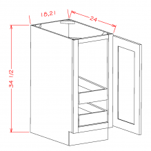 Sage Green 18" Full Height Door Base Cabinet w/ 2 Rollout Shelves