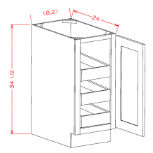 Classic White 21" Full Height Door Base Cabinet w/ 3 Rollout Shelves