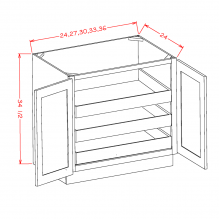 Classic White 33" Full Height Door Base Cabinet w/ 3 Rollout Shelves