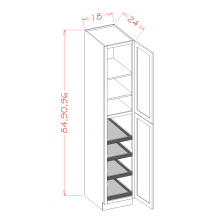 Classic White 18"W X84"H Utility Cabinet w/ 4 Rollout Trays