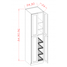 White Slim Shaker 24"W X84"H Utility Cabinet w/ 4 Rollout Trays