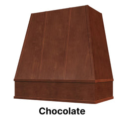 Wood Range Hood With Tapered Strapped Front and Block Trim - 30", 36", 42", 48", 54" and 60" Widths Available