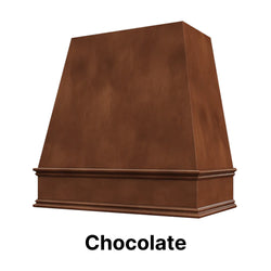 Wood Range Hood With Tapered Front and Decorative Trim - 30", 36", 42", 48", 54" and 60" Widths Available