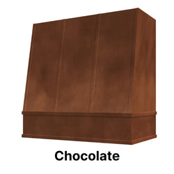 Wood Range Hood With Angled Strapped Front and Block Trim - 30", 36", 42", 48", 54" and 60" Widths Available