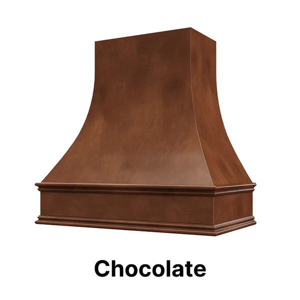 Wood Range Hood With Curved Front and Decorative Trim - 30" 36" 42" 48" 54" and 60" Widths Available