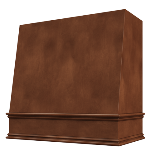 Chocolate Wood Range Hood With Angled Front and Decorative Trim - 30", 36", 42", 48", 54" and 60" Widths Available