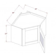 Saddle Brown 24"W X 12"H Stacker Diagonal Corner Wall Glass Door Cabinet with Finished Interior