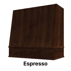 Wood Range Hood With Angled Strapped Front and Block Trim - 30", 36", 42", 48", 54" and 60" Widths Available