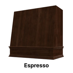 Wood Range Hood With Angled Front and Decorative Trim - 30", 36", 42", 48", 54" and 60" Widths Available