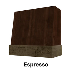 Wood Range Hood With Angled Front and Walnut Band - 30", 36", 42", 48", 54" and 60" Widths Available