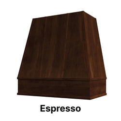 Wood Range Hood With Tapered Strapped Front and Block Trim - 30", 36", 42", 48", 54" and 60" Widths Available