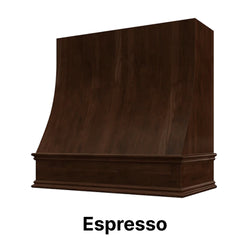 Wood Range Hood With Sloped Front and Decorative Trim - 30", 36", 42", 48", 54" and 60" Widths Available