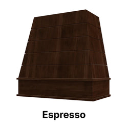 Wood Range Hood With Tapered Shiplap Front and Block Trim - 30", 36", 42", 48", 54" and 60" Widths Available