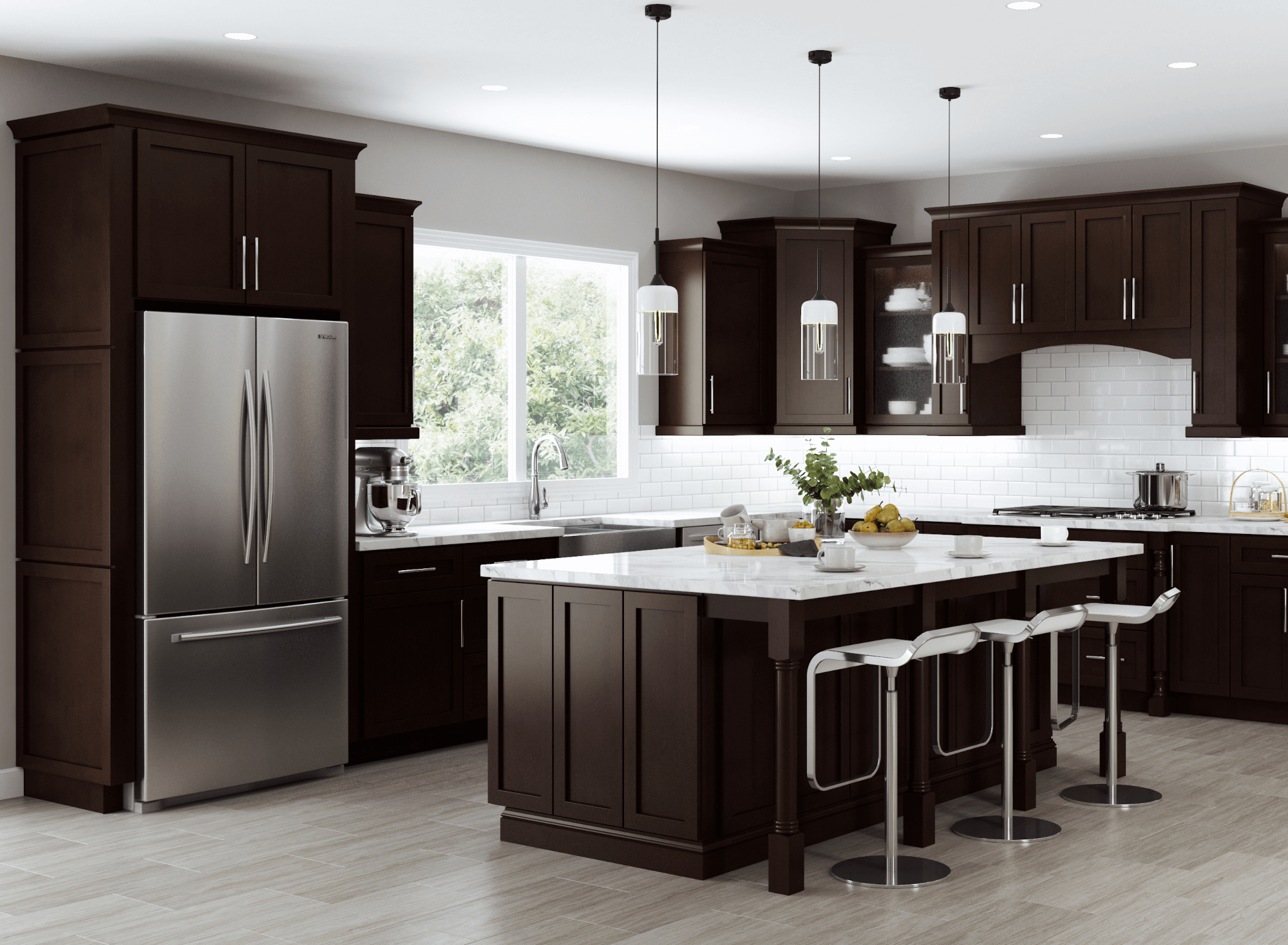 Espresso Shaker Kitchen Cabinets | Rich Dark Brown RTA | Riley & Higgs