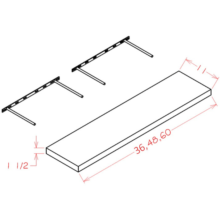 Dove Shaker 48" Floating Shelf