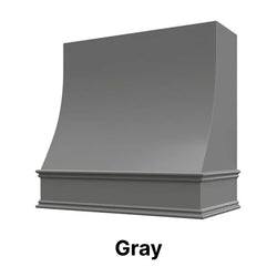 Wood Range Hood With Sloped Front and Decorative Trim - 30", 36", 42", 48", 54" and 60" Widths Available