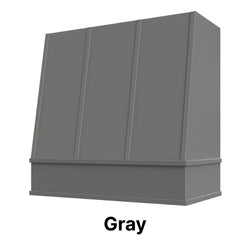 Wood Range Hood With Angled Strapped Front and Block Trim - 30", 36", 42", 48", 54" and 60" Widths Available