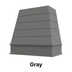 Wood Range Hood With Tapered Shiplap Front and Block Trim - 30", 36", 42", 48", 54" and 60" Widths Available