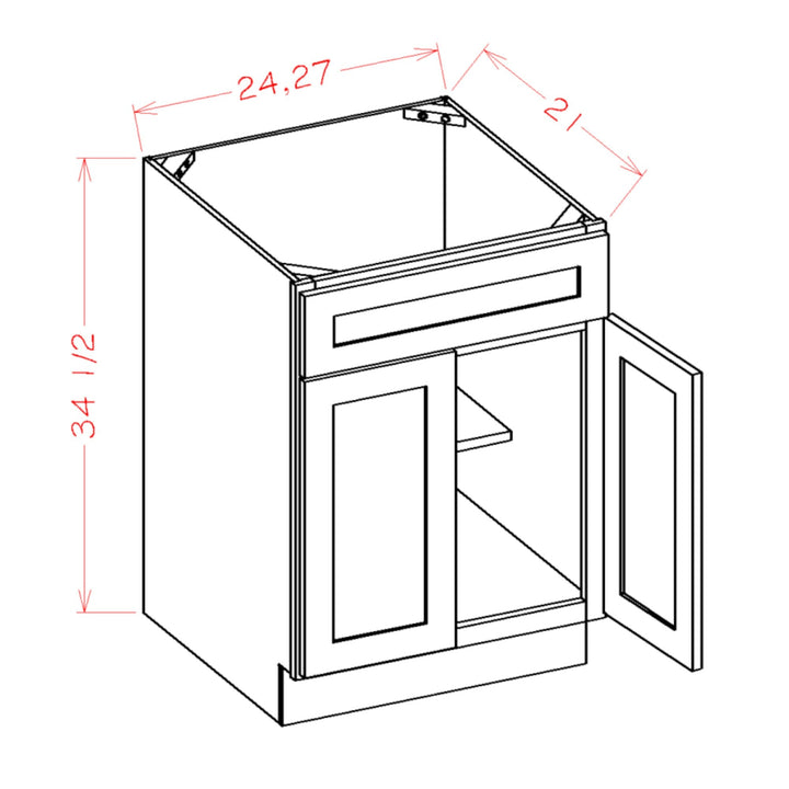 White Slim Shaker 24" Single Sink Bathroom Vanity