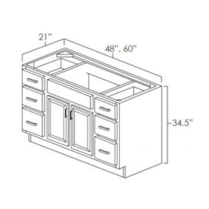 60 Inch Toffee Shaker Single Sink Bathroom Vanity with Drawers