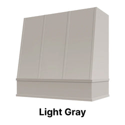 Wood Range Hood With Angled Strapped Front and Block Trim - 30", 36", 42", 48", 54" and 60" Widths Available