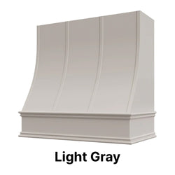 Wood Range Hood With Sloped Strapped Front and Decorative Trim - 30", 36", 42", 48", 54" and 60" Widths Available