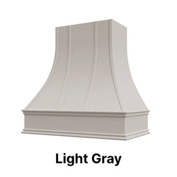 Wood Range Hood With Curved Strapped Front and Decorative Trim - 30" 36" 42" 48" 54" and 60" Widths Available
