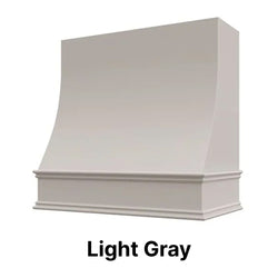Wood Range Hood With Sloped Front and Decorative Trim - 30", 36", 42", 48", 54" and 60" Widths Available