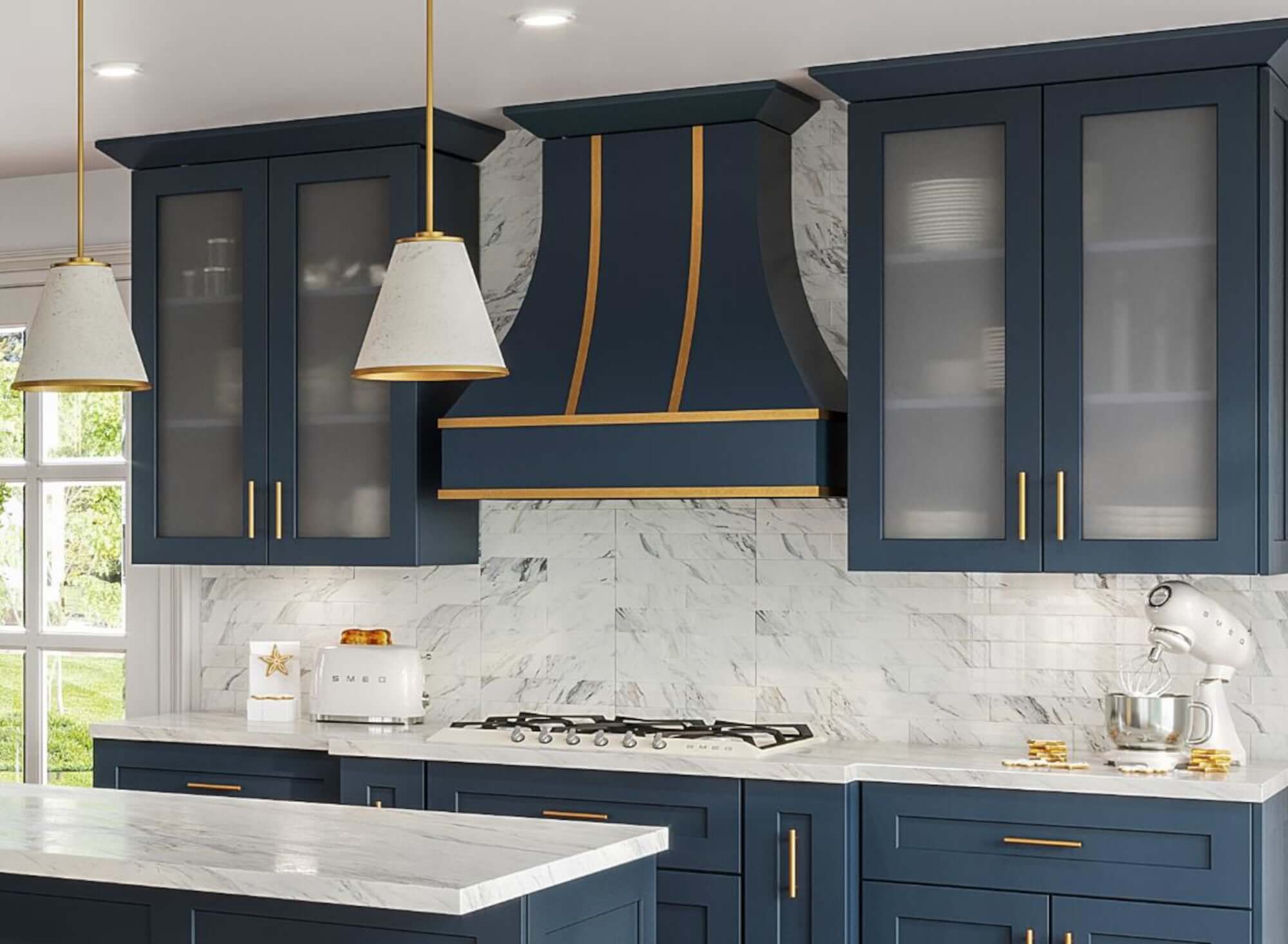 navy blue kitchen dresser Navy Blue Shaker Kitchen Cabinets