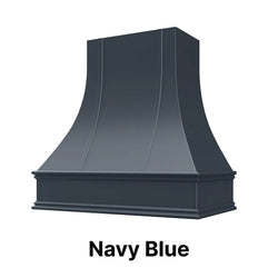 Wood Range Hood With Curved Strapped Front and Decorative Trim - 30" 36" 42" 48" 54" and 60" Widths Available
