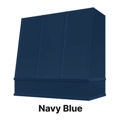 Wood Range Hood With Angled Strapped Front and Block Trim - 30", 36", 42", 48", 54" and 60" Widths Available