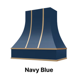 Wood Range Hood With Curved Front and Brass Strapping - 30" 36" 42" 48" 54" and 60" Widths Available