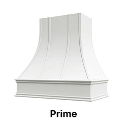 Wood Range Hood With Curved Strapped Front and Decorative Trim - 30" 36" 42" 48" 54" and 60" Widths Available