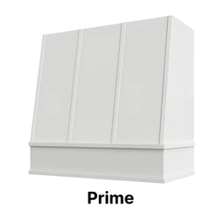 Wood Range Hood With Angled Strapped Front and Block Trim - 30", 36", 42", 48", 54" and 60" Widths Available