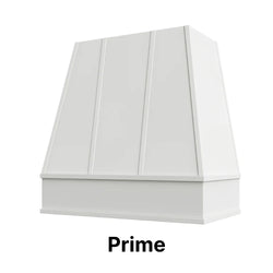 Wood Range Hood With Tapered Strapped Front and Block Trim - 30", 36", 42", 48", 54" and 60" Widths Available