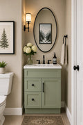 24 Inch Sage Green Shaker Vanity Combo w/ Drawers on Left