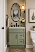 24 Inch Sage Green Shaker Vanity Combo w/ Drawers on Right
