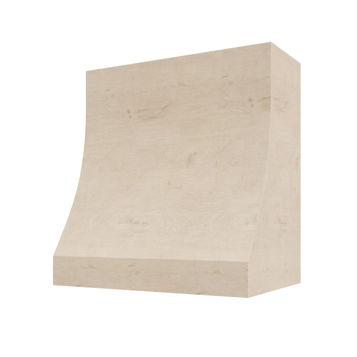 Unfinished Wood Range Hood With Sloped Trimless Front - 30", 36", 42", 48", 54" and 60" Widths Available