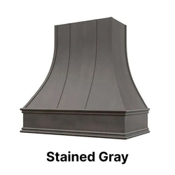 Wood Range Hood With Curved Strapped Front and Decorative Trim - 30" 36" 42" 48" 54" and 60" Widths Available