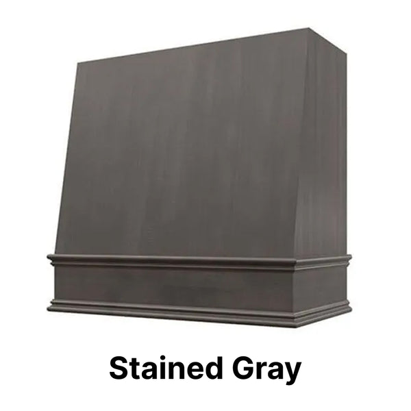 Wood Range Hood With Angled Front and Decorative Trim - 30", 36", 42", 48", 54" and 60" Widths Available