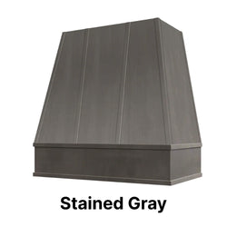 Wood Range Hood With Tapered Strapped Front and Block Trim - 30", 36", 42", 48", 54" and 60" Widths Available