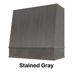 Wood Range Hood With Angled Strapped Front and Block Trim - 30", 36", 42", 48", 54" and 60" Widths Available