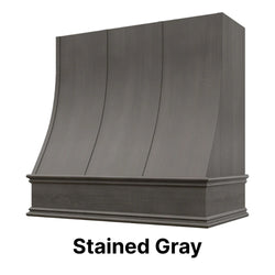Wood Range Hood With Sloped Strapped Front and Decorative Trim - 30", 36", 42", 48", 54" and 60" Widths Available