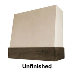Wood Range Hood With Angled Front and Walnut Band - 30", 36", 42", 48", 54" and 60" Widths Available
